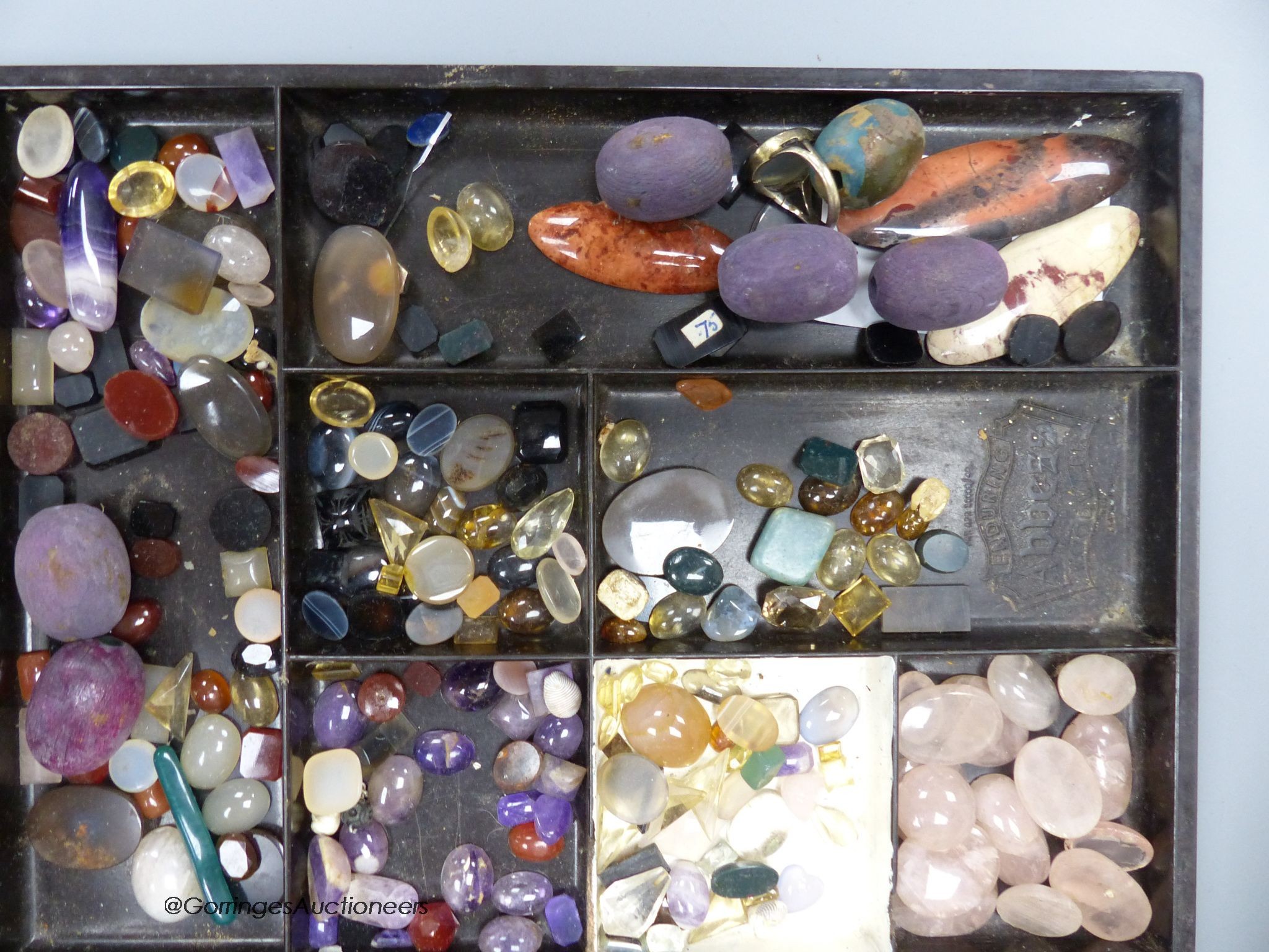 A collection of gem stone cabochons etc